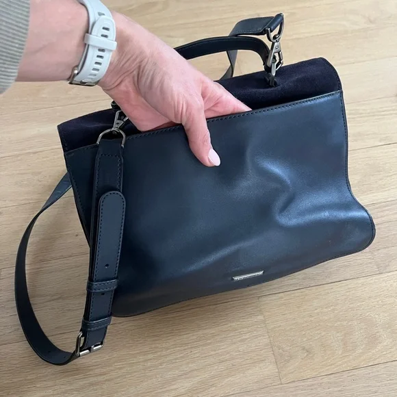 Rebecca Minkoff Black Suede and Leather Crossbody Bag - Picture 10 of 16